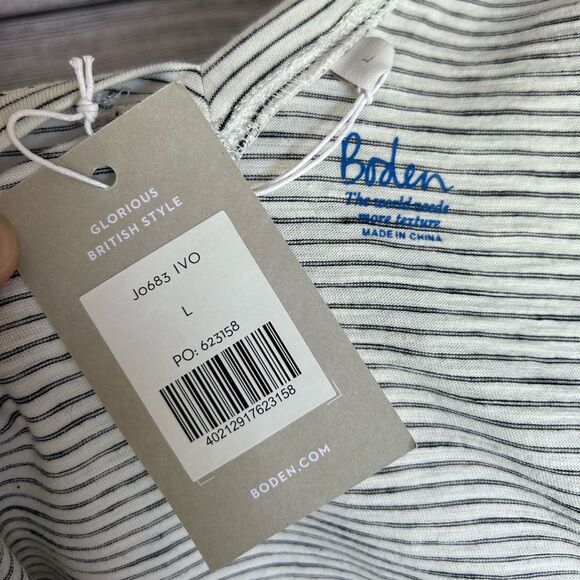 NWT Boden double v-neck black and white striped tank size large - Picture 3 of 11